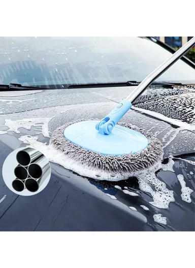 Telescopic Car Wash Brush Long Handle Wash Mop Chenille Car Cleaning Tool (L27 x W21)cm