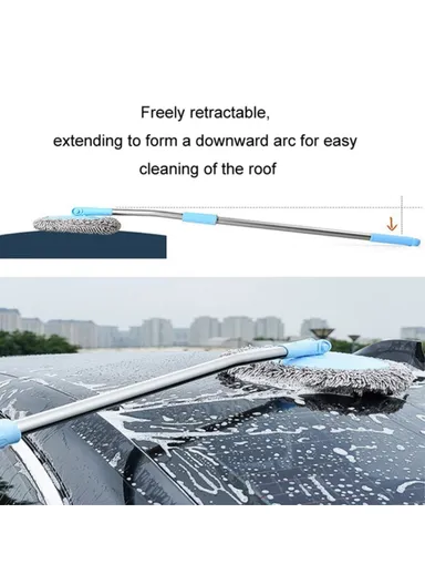 Telescopic Car Wash Brush Long Handle Wash Mop Chenille Car Cleaning Tool (L27 x W21)cm