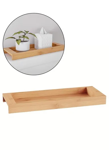 Natural Bamboo Rectangular Tray Versatile Toilet Sink Tank Tray for Bathroom Counter Top JJTZ