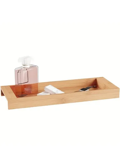 Natural Bamboo Rectangular Tray Versatile Toilet Sink Tank Tray for Bathroom Counter Top JJTZ