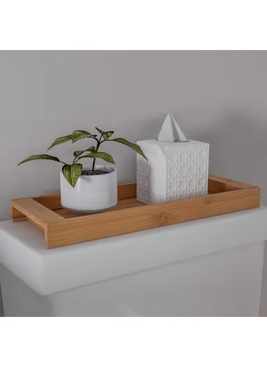 Natural Bamboo Rectangular Tray Versatile Toilet Sink Tank Tray for Bathroom Counter Top JJTZ
