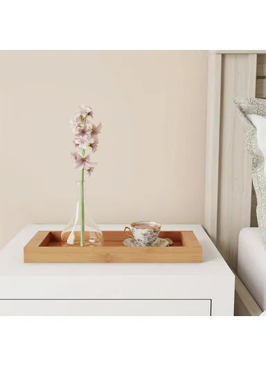 Natural Bamboo Rectangular Tray Versatile Toilet Sink Tank Tray for Bathroom Counter Top JJTZ