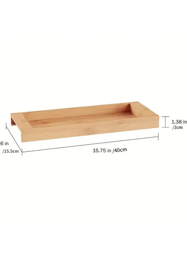 Natural Bamboo Rectangular Tray Versatile Toilet Sink Tank Tray for Bathroom Counter Top JJTZ