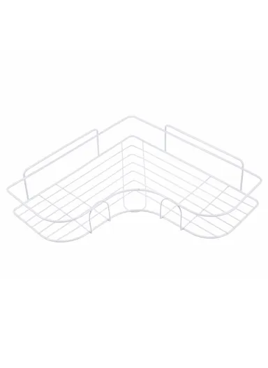Triangular Shower Shelf Bathroom Corner Bath Storage Holder Home Organizer Rack (D26.7 x W12 x H6)cm - White