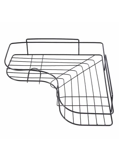 Triangular Shower Shelf Bathroom Corner Bath Storage Holder Home Organizer Rack (D26.7 x W12 x H6)cm - Black
