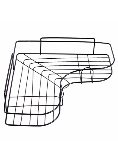 Triangular Shower Shelf Bathroom Corner Bath Storage Holder Home Organizer Rack (D26.7 x W12 x H6)cm - Black