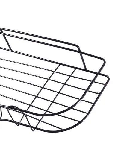Triangular Shower Shelf Bathroom Corner Bath Storage Holder Home Organizer Rack (D26.7 x W12 x H6)cm - Black