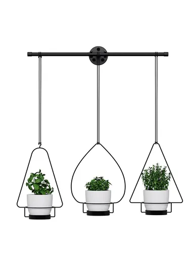3-in-1 Flower Pot Holder Wall-Mounted Geometric Iron Hanging Rack 001- ZJ-YX08