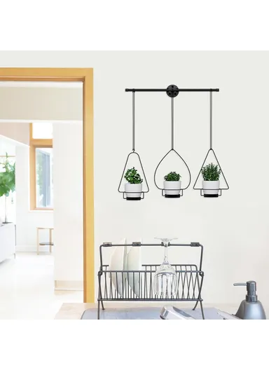 3-in-1 Flower Pot Holder Wall-Mounted Geometric Iron Hanging Rack 001- ZJ-YX08