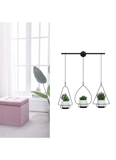 3-in-1 Flower Pot Holder Wall-Mounted Geometric Iron Hanging Rack 001- ZJ-YX08