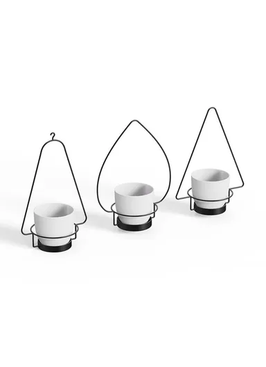 3-in-1 Flower Pot Holder Wall-Mounted Geometric Iron Hanging Rack 001- ZJ-YX08
