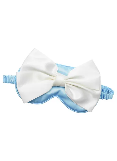 Imitated Silk Sleep Eye Mask Bowknot Decor Eye Cover Eyeshade - Sky Blue