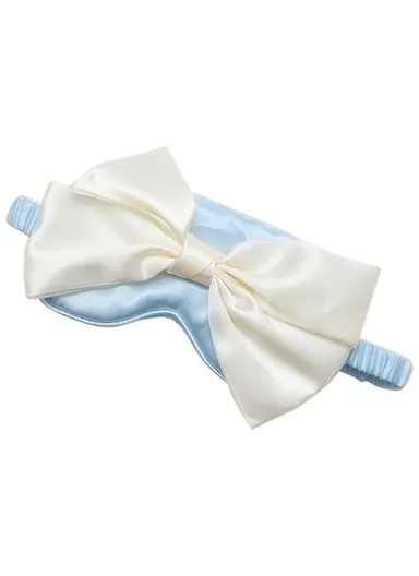 Imitated Silk Sleep Eye Mask Bowknot Decor Eye Cover Eyeshade - Blue