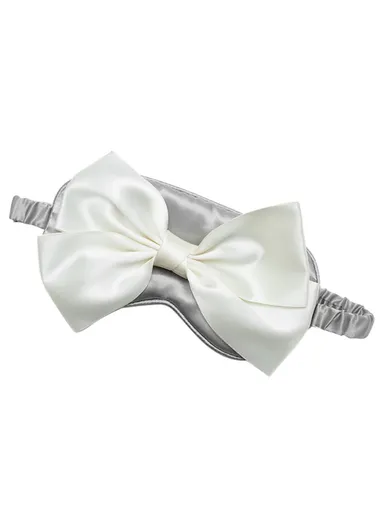 Imitated Silk Sleep Eye Mask Bowknot Decor Eye Cover Eyeshade - Grey