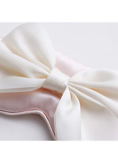 Imitated Silk Sleep Eye Mask Bowknot Decor Eye Cover Eyeshade - Light Pink
