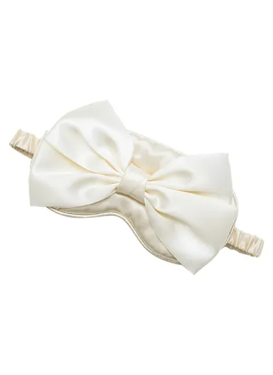 Imitated Silk Sleep Eye Mask Bowknot Decor Eye Cover Eyeshade - Apricot