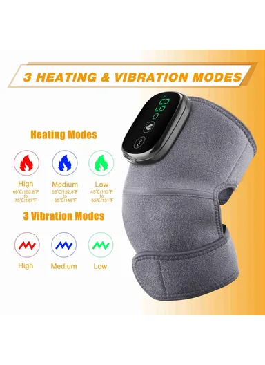 Heated Knee Massager Infrared Physiotherapy Knee Pad for Joint Pain Relief 3-Level Vibration Heater Knee Elbow Shoulder Brace Wrap