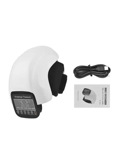 1800mAh Rechargeable Electric Vibration Knee Brace Wrap Wireless Knee Massager for Joint Pain Relief Arthritis Cramps Meniscus Pain - White