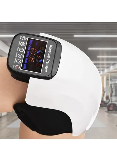 1800mAh Rechargeable Electric Vibration Knee Brace Wrap Wireless Knee Massager for Joint Pain Relief Arthritis Cramps Meniscus Pain - White