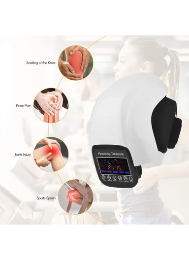 1800mAh Rechargeable Electric Vibration Knee Brace Wrap Wireless Knee Massager for Joint Pain Relief Arthritis Cramps Meniscus Pain - White