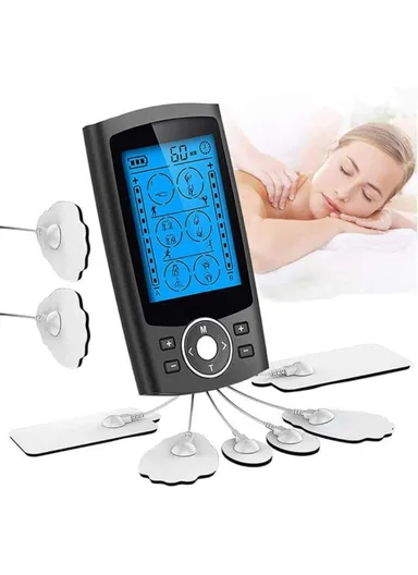 200mAh High-quality Electronic Pulse Massager Muscle Stimulator for Pain Relief Therapy With 24 Modes (L13 x W6.5 x H0.9)cm - Black/EU Plug