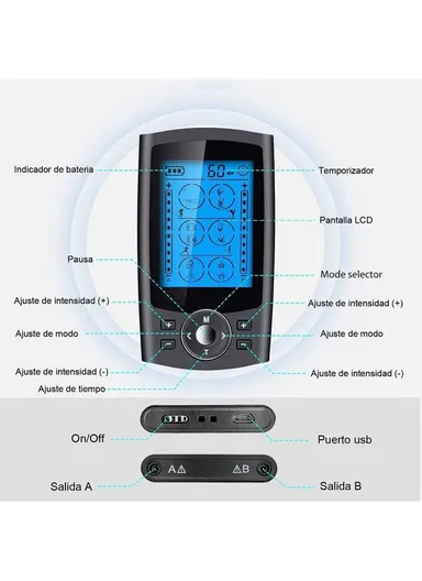 200mAh High-quality Electronic Pulse Massager Muscle Stimulator for Pain Relief Therapy With 24 Modes (L13 x W6.5 x H0.9)cm - Black/EU Plug