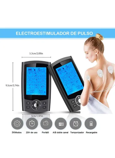 200mAh High-quality Electronic Pulse Massager Muscle Stimulator for Pain Relief Therapy With 24 Modes (L13 x W6.5 x H0.9)cm - Black/EU Plug