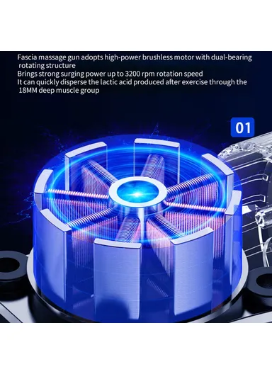 2400mAh  Fascia Massage Gun Handheld Muscle Vibration Massager 3-Gear Adjustable Electric Massager JM02 (L7.75 x W4.55 x H14.44)cm
