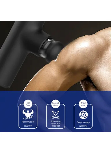 2400mAh  Fascia Massage Gun Handheld Muscle Vibration Massager 3-Gear Adjustable Electric Massager JM02 (L7.75 x W4.55 x H14.44)cm