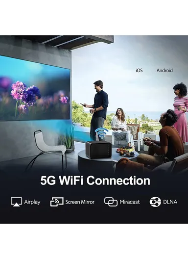 1080P FHD 4K Projector Android 9.0 BT5.0 1G+8G 300 ANSI Home Theater Auto Focus Video Projector V5- EU Plug