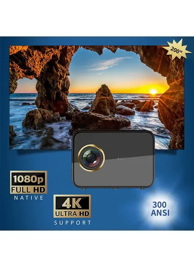 1080P FHD 4K Projector Android 9.0 BT5.0 1G+8G 300 ANSI Home Theater Auto Focus Video Projector V5- EU Plug