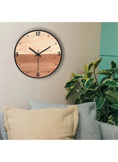 30cm Wooden Silent Quartz Clock Fine Workmanship Classic Appearance Living Room Round Wall Clock - HR-CMW06