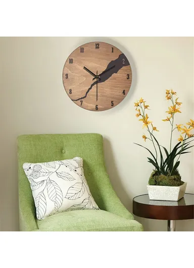 30cm Wooden Silent Quartz Clock Fine Workmanship Classic Appearance Living Room Round Wall Clock - HR-CMW08