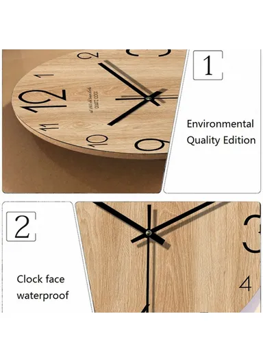 30cm Wooden Silent Quartz Clock Fine Workmanship Classic Appearance Living Room Round Wall Clock - HR-CMW21