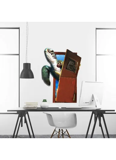 Sea Turtle Wall Decor Sticker Self-Adhesive Removable Decal Wallpaper for Living Room &amp; Bedroom YJ4100 (W45 x H60)cm