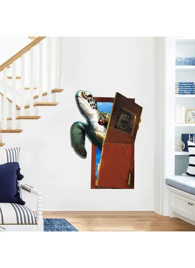 Sea Turtle Wall Decor Sticker Self-Adhesive Removable Decal Wallpaper for Living Room &amp; Bedroom YJ4100 (W45 x H60)cm