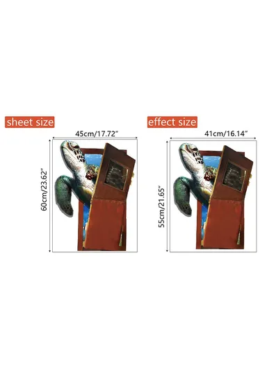 Sea Turtle Wall Decor Sticker Self-Adhesive Removable Decal Wallpaper for Living Room &amp; Bedroom YJ4100 (W45 x H60)cm