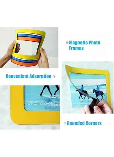 6 Inch Magnetic Picture Frame Self Adhesive DIY Collage Picture Photo Frame For Refrigerator Glass Window Door Home Decor - White/Type 1