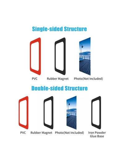 6 Inch Magnetic Picture Frame Self Adhesive DIY Collage Picture Photo Frame For Refrigerator Glass Window Door Home Decor - Black/Type 1