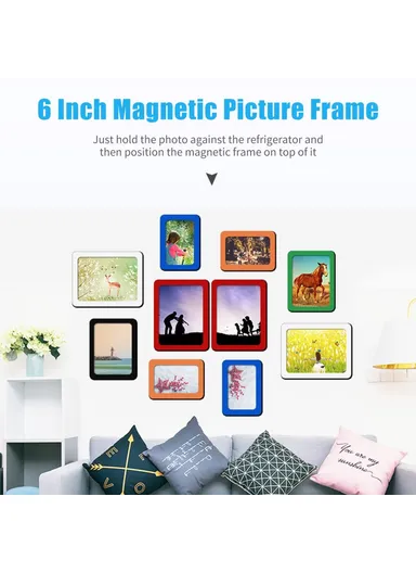 6 Inch Magnetic Picture Frame Self Adhesive DIY Collage Picture Photo Frame For Refrigerator Glass Window Door Home Decor - Black/Type 1