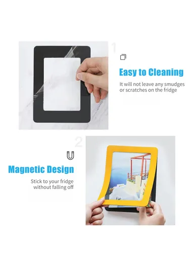 6 Inch Magnetic Picture Frame Self Adhesive DIY Collage Picture Photo Frame For Refrigerator Glass Window Door Home Decor - Black/Type 1