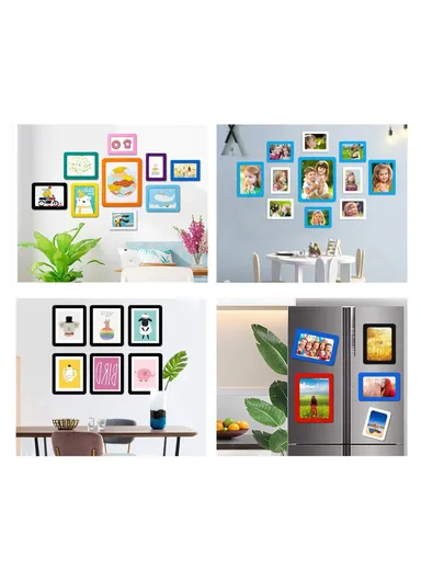 6 Inch Magnetic Picture Frame Self Adhesive DIY Collage Picture Photo Frame For Refrigerator Glass Window Door Home Decor - Black/Type 1
