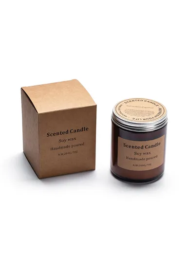 Scented Candle Soy Wax Brown Jar Candles with Lid Up to 40 Hours Burning Time XY-8924 - Copal