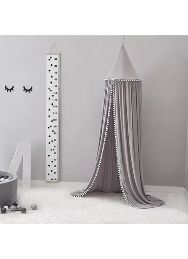 Children's Room Decoration Fur Ball Dome Bed Tent Mosquito Net - Grey