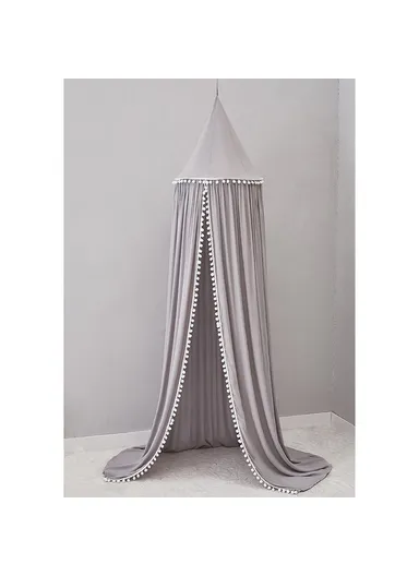 Children's Room Decoration Fur Ball Dome Bed Tent Mosquito Net - Grey