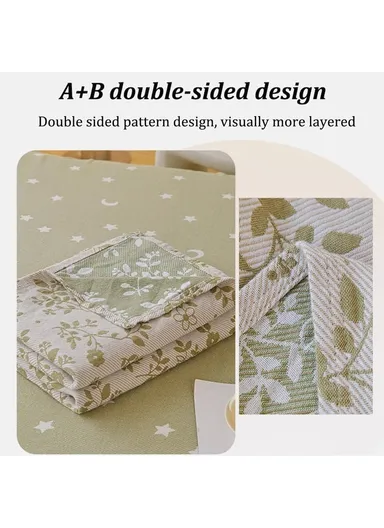 Class A Cotton Blanket, Summer Towel Quilt Air Conditioning Blanket (L200 x W230)cm - Plant / Green