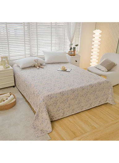Class A Cotton Blanket, Summer Towel Quilt Air Conditioning Blanket (L200 x W230)cm - Flower / Blue