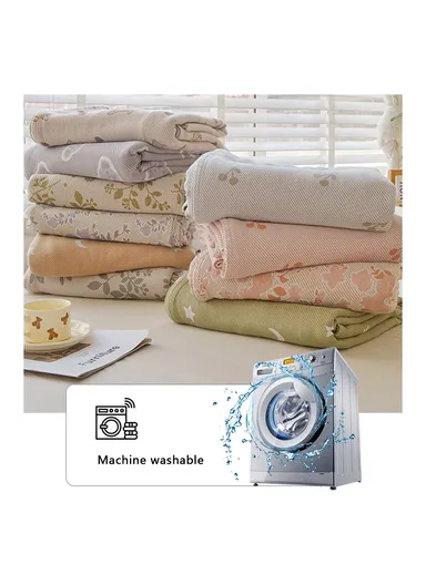 Class A Cotton Blanket, Summer Towel Quilt Air Conditioning Blanket (L200 x W230)cm - Flower / Pink