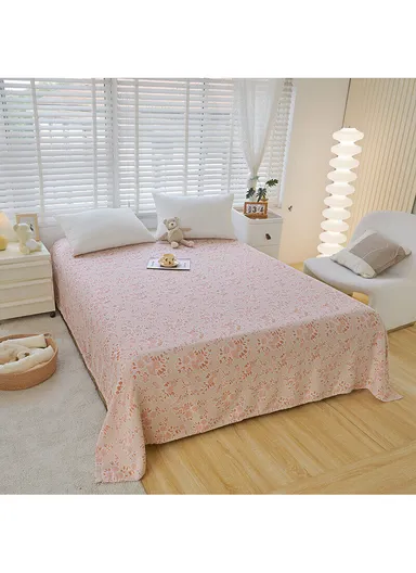 Class A Cotton Blanket, Summer Towel Quilt Air Conditioning Blanket (L200 x W230)cm - Flower / Pink
