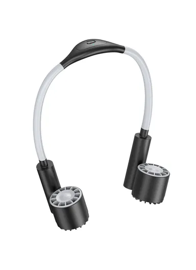 1200mAh Portable USB Charging Hanging Neck Mini Cooling Fan ABS Summer Mute Turbo Fan Cooler - Black